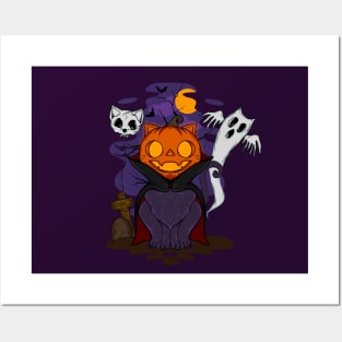 Funny cat halloween Cute Spooky T-Shirt Posters and Art